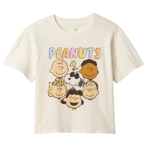 Peanuts Print Round-Neck T-Shirt, White, L