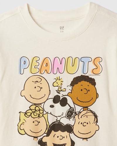 Peanuts Print Round-Neck T-Shirt, White, L