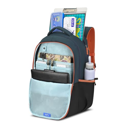 Skybags Klan 37L Adventure Dark Green Casual Backpack for Boys & Girls with 3 Compartments & Adjustable Shoulder Strap | Quick Access Front Pocket | Pencil Pouch | Perfect for School & Travel - Unisex
