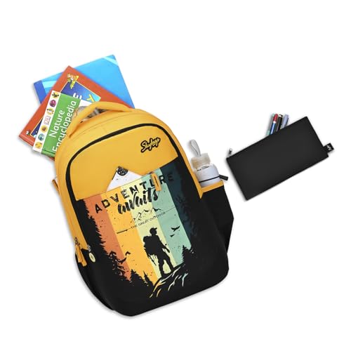 Skybags Klan 37L Adventure Yellow Casual Backpack for Boys & Girls with 3 Compartments & Adjustable Shoulder Strap | Quick Access Front Pocket | Pencil Pouch | Perfect for School & Travel - Unisex