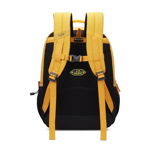 Skybags Klan 37L Adventure Yellow Casual Backpack for Boys & Girls with 3 Compartments & Adjustable Shoulder Strap | Quick Access Front Pocket | Pencil Pouch | Perfect for School & Travel - Unisex
