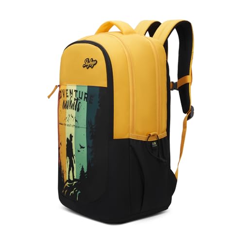 Skybags Klan 37L Adventure Yellow Casual Backpack for Boys & Girls with 3 Compartments & Adjustable Shoulder Strap | Quick Access Front Pocket | Pencil Pouch | Perfect for School & Travel - Unisex