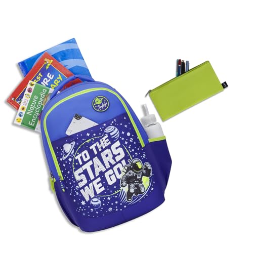 Skybags Klan 37L Astronaut Blue Casual Backpack for Boys & Girls with 3 Compartments & Adjustable Shoulder Strap | Quick Access Front Pocket | Pencil Pouch | Perfect for School & Travel - Unisex