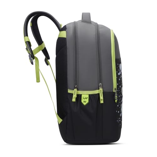 Skybags Klan 37L Astronaut Black Casual Backpack for Boys & Girls with 3 Compartments & Adjustable Shoulder Strap | Quick Access Front Pocket | Pencil Pouch | Perfect for School & Travel - Unisex