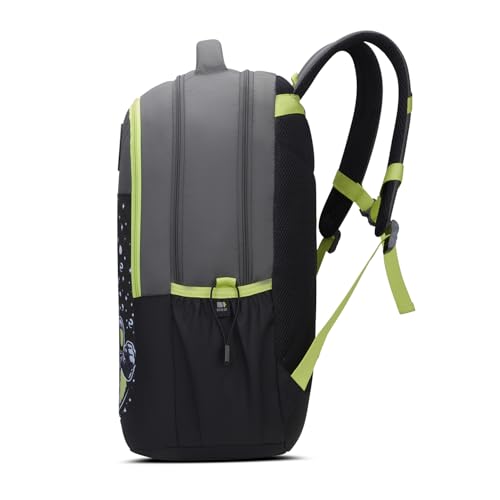 Skybags Klan 37L Astronaut Black Casual Backpack for Boys & Girls with 3 Compartments & Adjustable Shoulder Strap | Quick Access Front Pocket | Pencil Pouch | Perfect for School & Travel - Unisex