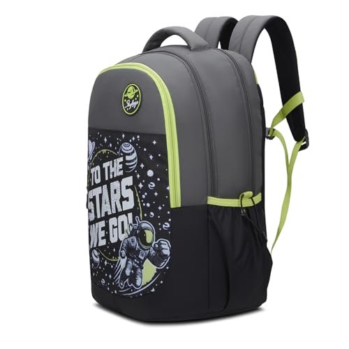Skybags Klan 37L Astronaut Black Casual Backpack for Boys & Girls with 3 Compartments & Adjustable Shoulder Strap | Quick Access Front Pocket | Pencil Pouch | Perfect for School & Travel - Unisex