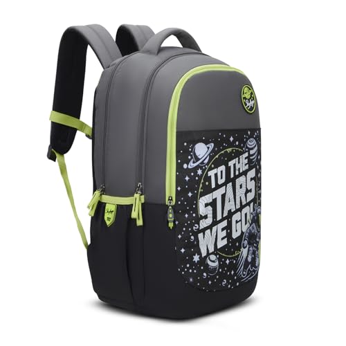 Skybags Klan 37L Astronaut Black Casual Backpack for Boys & Girls with 3 Compartments & Adjustable Shoulder Strap | Quick Access Front Pocket | Pencil Pouch | Perfect for School & Travel - Unisex