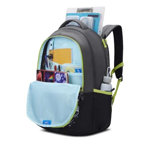 Skybags Klan 37L Astronaut Black Casual Backpack for Boys & Girls with 3 Compartments & Adjustable Shoulder Strap | Quick Access Front Pocket | Pencil Pouch | Perfect for School & Travel - Unisex