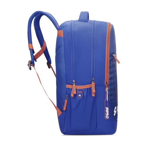 Skybags Klan Plus 37L Cricket Blue Casual Backpack for Boys & Girls with 3 Compartments & Adjustable Shoulder Strap | Quick Access Front Pocket | Pencil Pouch | Perfect for School & Travel - Unisex