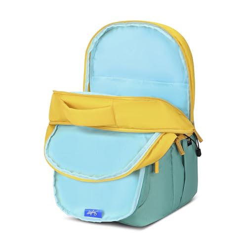 Skybags Klan Plus 37L Caligraphy Yellow Casual Backpack for Boys & Girls with 3 Compartments & Adjustable Shoulder Strap | Quick Access Front Pocket | Pencil Pouch | Perfect for School & Travel-Unisex