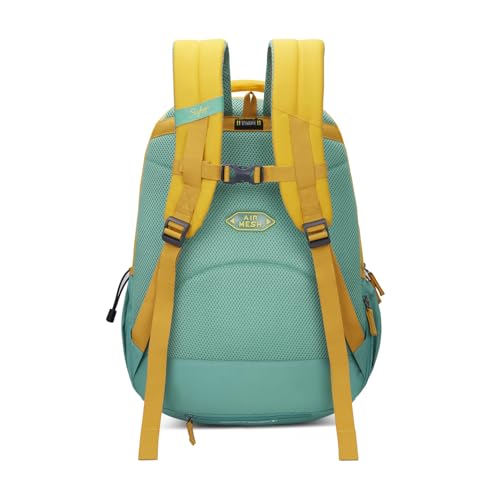 Skybags Klan Plus 37L Caligraphy Yellow Casual Backpack for Boys & Girls with 3 Compartments & Adjustable Shoulder Strap | Quick Access Front Pocket | Pencil Pouch | Perfect for School & Travel-Unisex