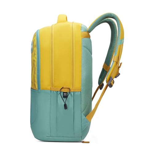 Skybags Klan Plus 37L Caligraphy Yellow Casual Backpack for Boys & Girls with 3 Compartments & Adjustable Shoulder Strap | Quick Access Front Pocket | Pencil Pouch | Perfect for School & Travel-Unisex