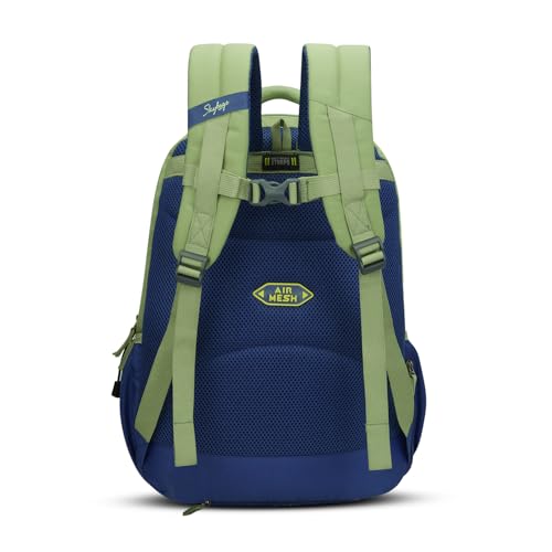 Skybags Klan Plus 37L Caligraphy Green Casual Backpack for Boys & Girls with 3 Compartments & Adjustable Shoulder Strap | Quick Access Front Pocket | Pencil Pouch | Perfect for School & Travel- Unisex