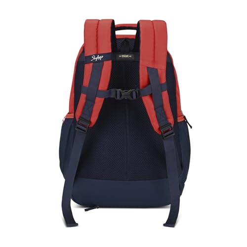 Skybags Kenshi 34L Great Wave Red & Navy Casual Backpack for Boys & Girls with 3 Compartment & Adjustable Shoulder Strap | Quick Access Front Pocket | Rain Cover | Perfect for School & Travel - Unisex