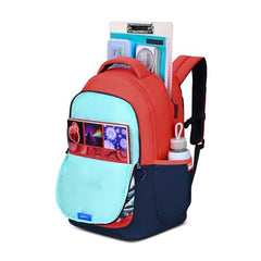 Skybags Kenshi 34L Great Wave Red & Navy Casual Backpack for Boys & Girls with 3 Compartment & Adjustable Shoulder Strap | Quick Access Front Pocket | Rain Cover | Perfect for School & Travel - Unisex