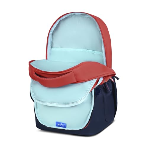 Skybags Kenshi 34L Great Wave Red & Navy Casual Backpack for Boys & Girls with 3 Compartment & Adjustable Shoulder Strap | Quick Access Front Pocket | Rain Cover | Perfect for School & Travel - Unisex
