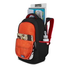 Skybags Kenshi 34L Samurai Black Casual Backpack for Boys & Girls with 3 Compartments & Adjustable Shoulder Strap | Quick Access Front Pocket | Rain Cover | Perfect for School & Travel - Unisex