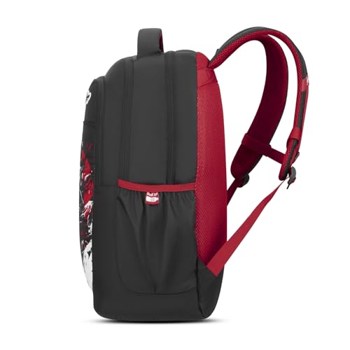 Skybags Kenshi 34L Samurai Black Casual Backpack for Boys & Girls with 3 Compartments & Adjustable Shoulder Strap | Quick Access Front Pocket | Rain Cover | Perfect for School & Travel - Unisex