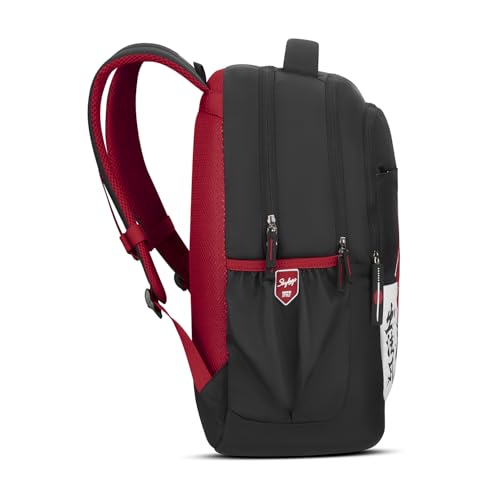 Skybags Kenshi 34L Samurai Black Casual Backpack for Boys & Girls with 3 Compartments & Adjustable Shoulder Strap | Quick Access Front Pocket | Rain Cover | Perfect for School & Travel - Unisex