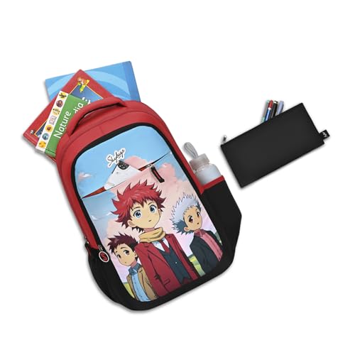 Skybags Manga 27L Anime Red Casual Backpack for Boys & Girls with 3 Compartments & Adjustable Shoulder Strap | Quick Access Front Pocket | Air-Mesh Back Panel | Perfect for School & Travel - Unisex