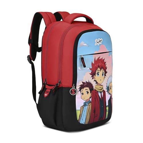 Skybags Manga 27L Anime Red Casual Backpack for Boys & Girls with 3 Compartments & Adjustable Shoulder Strap | Quick Access Front Pocket | Air-Mesh Back Panel | Perfect for School & Travel - Unisex