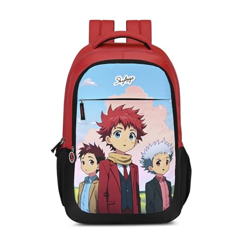 Skybags Manga 27L Anime Red Casual Backpack for Boys & Girls with 3 Compartments & Adjustable Shoulder Strap | Quick Access Front Pocket | Air-Mesh Back Panel | Perfect for School & Travel - Unisex