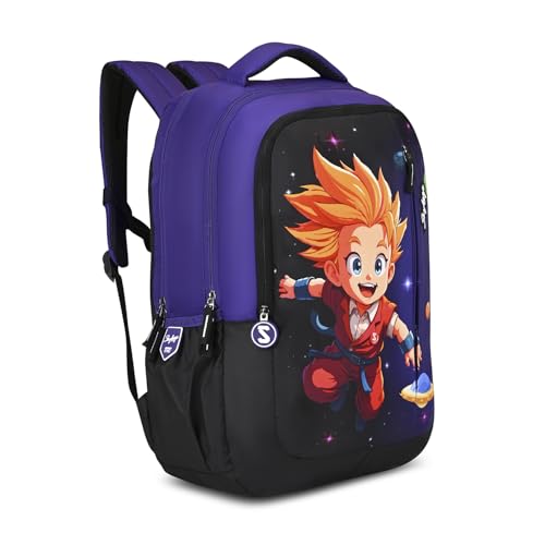 Skybags Manga 27L Anime Purple Casual Backpack for Boys & Girls with 3 Compartments & Adjustable Shoulder Strap | Quick Access Front Pocket | Air-Mesh Back Panel | Perfect for School & Travel - Unisex
