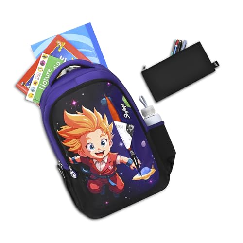 Skybags Manga 27L Anime Purple Casual Backpack for Boys & Girls with 3 Compartments & Adjustable Shoulder Strap | Quick Access Front Pocket | Air-Mesh Back Panel | Perfect for School & Travel - Unisex
