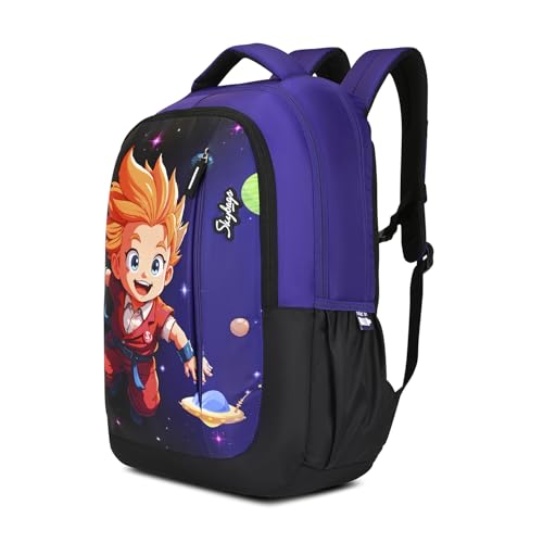 Skybags Manga 27L Anime Purple Casual Backpack for Boys & Girls with 3 Compartments & Adjustable Shoulder Strap | Quick Access Front Pocket | Air-Mesh Back Panel | Perfect for School & Travel - Unisex
