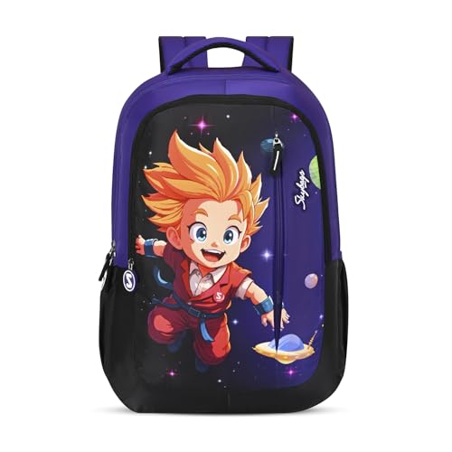 Skybags Manga 27L Anime Purple Casual Backpack for Boys & Girls with 3 Compartments & Adjustable Shoulder Strap | Quick Access Front Pocket | Air-Mesh Back Panel | Perfect for School & Travel - Unisex