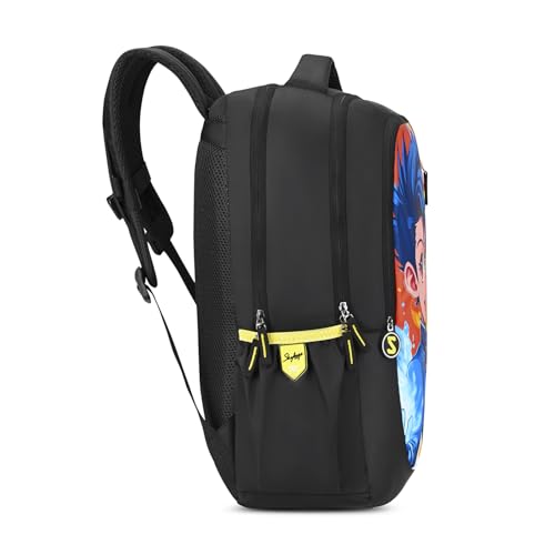Skybags Manga 27L Anime Black Casual Backpack for Boys & Girls with 3 Compartments & Adjustable Shoulder Strap | Quick Access Front Pocket | Air-Mesh Back Panel | Perfect for School & Travel - Unisex