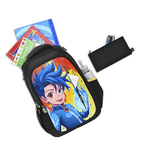 Skybags Manga 27L Anime Black Casual Backpack for Boys & Girls with 3 Compartments & Adjustable Shoulder Strap | Quick Access Front Pocket | Air-Mesh Back Panel | Perfect for School & Travel - Unisex