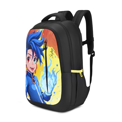 Skybags Manga 27L Anime Black Casual Backpack for Boys & Girls with 3 Compartments & Adjustable Shoulder Strap | Quick Access Front Pocket | Air-Mesh Back Panel | Perfect for School & Travel - Unisex