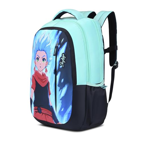 Skybags Manga 27L Anime Teal Casual Backpack for Boys & Girls with 3 Compartments & Adjustable Shoulder Strap | Quick Access Front Pocket | Air-Mesh Back Panel | Perfect for School & Travel - Unisex