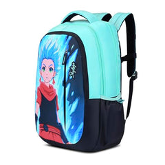 Skybags Manga 27L Anime Teal Casual Backpack for Boys & Girls with 3 Compartments & Adjustable Shoulder Strap | Quick Access Front Pocket | Air-Mesh Back Panel | Perfect for School & Travel - Unisex