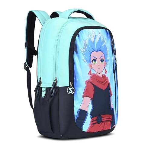 Skybags Manga 27L Anime Teal Casual Backpack for Boys & Girls with 3 Compartments & Adjustable Shoulder Strap | Quick Access Front Pocket | Air-Mesh Back Panel | Perfect for School & Travel - Unisex