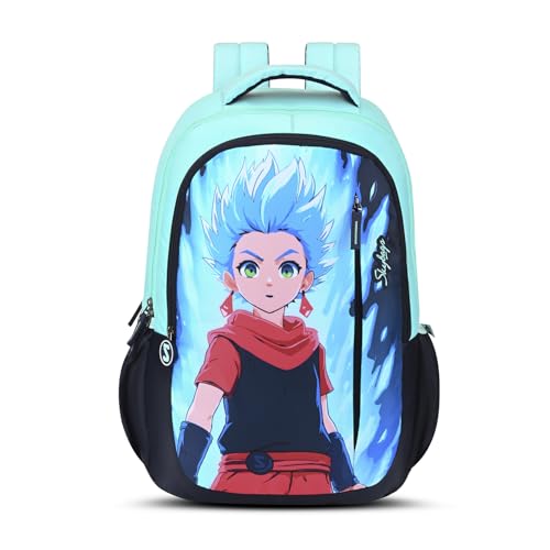 Skybags Manga 27L Anime Teal Casual Backpack for Boys & Girls with 3 Compartments & Adjustable Shoulder Strap | Quick Access Front Pocket | Air-Mesh Back Panel | Perfect for School & Travel - Unisex