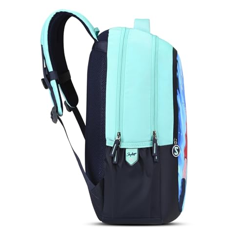 Skybags Manga 27L Anime Teal Casual Backpack for Boys & Girls with 3 Compartments & Adjustable Shoulder Strap | Quick Access Front Pocket | Air-Mesh Back Panel | Perfect for School & Travel - Unisex
