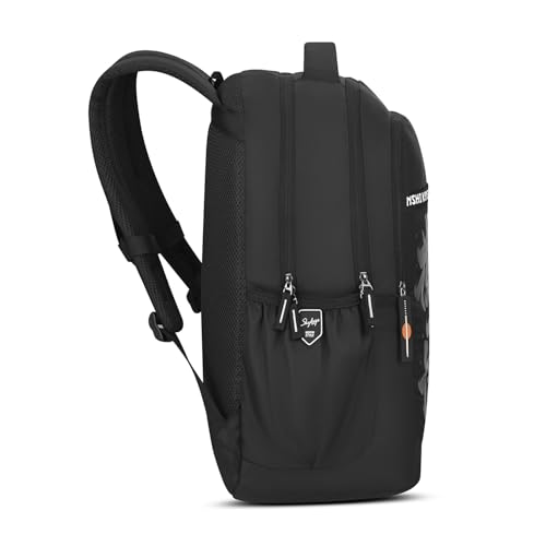 Skybags Kenshi 34L Stealth Black Casual Backpack for Boys & Girls with 3 Compartments & Adjustable Shoulder Strap | Quick Access Front Pocket | Rain Cover | Perfect for School & Travel - Unisex