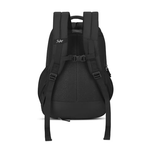 Skybags Kenshi 34L Stealth Black Casual Backpack for Boys & Girls with 3 Compartments & Adjustable Shoulder Strap | Quick Access Front Pocket | Rain Cover | Perfect for School & Travel - Unisex