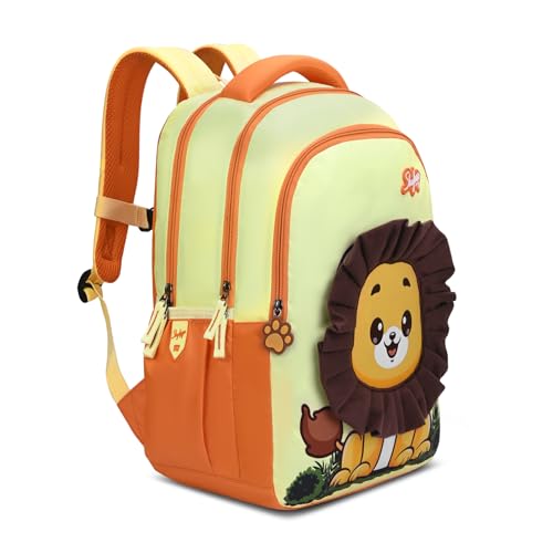Skybags Buddy Prime 20L Lion Mane Yellow Casual Backpack for Boys & Girls with 3 Compartments & Adjustable Shoulder Strap | Side Pocket | Air-Mesh Back Panel | Perfect for School & Travel - Unisex