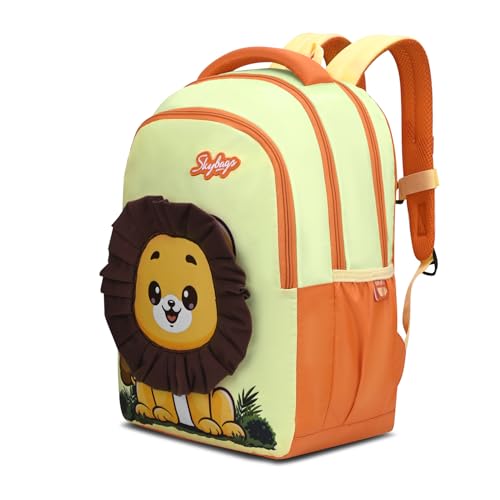 Skybags Buddy Prime 20L Lion Mane Yellow Casual Backpack for Boys & Girls with 3 Compartments & Adjustable Shoulder Strap | Side Pocket | Air-Mesh Back Panel | Perfect for School & Travel - Unisex