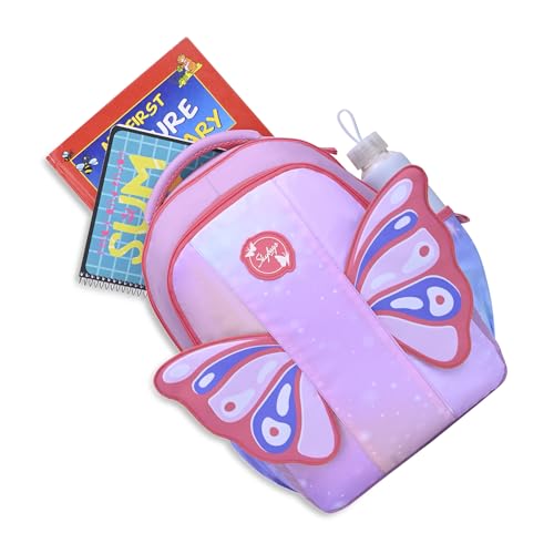 Skybags Buddy Prime 20L Butterfly Wings Pink Casual Backpack for Boys & Girls with 3 Compartments & Adjustable Shoulder Strap | Side Pocket | Air-Mesh Back Panel | Perfect for School & Travel - Unisex