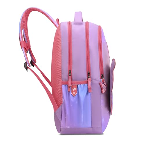 Skybags Buddy Prime 20L Butterfly Wings Pink Casual Backpack for Boys & Girls with 3 Compartments & Adjustable Shoulder Strap | Side Pocket | Air-Mesh Back Panel | Perfect for School & Travel - Unisex