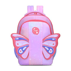 Skybags Buddy Prime 20L Butterfly Wings Pink Casual Backpack for Boys & Girls with 3 Compartments & Adjustable Shoulder Strap | Side Pocket | Air-Mesh Back Panel | Perfect for School & Travel - Unisex