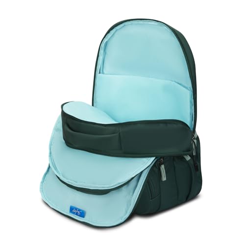 Skybags Sizzler Pro 39L Dark Green Casual Backpack for Boys & Girls with 3 Compartments & Adjustable Strap | Insulated Tiffin Pouch | Rain Cover | Aer-Zone Back Panel | Perfect for School & Travel