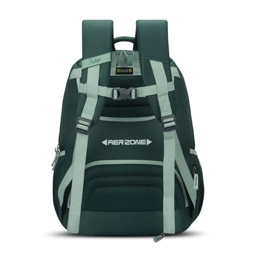 Skybags Sizzler Pro 39L Dark Green Casual Backpack for Boys & Girls with 3 Compartments & Adjustable Strap | Insulated Tiffin Pouch | Rain Cover | Aer-Zone Back Panel | Perfect for School & Travel