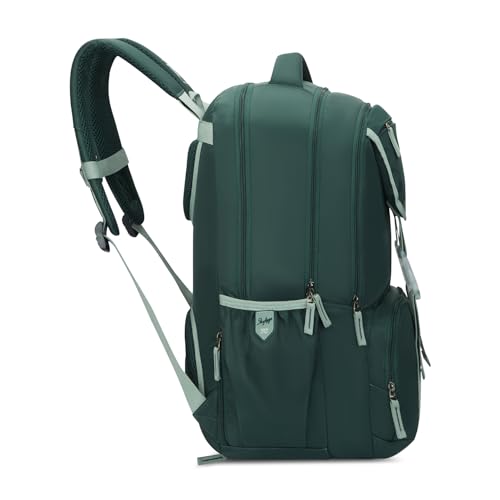 Skybags Sizzler Pro 39L Dark Green Casual Backpack for Boys & Girls with 3 Compartments & Adjustable Strap | Insulated Tiffin Pouch | Rain Cover | Aer-Zone Back Panel | Perfect for School & Travel