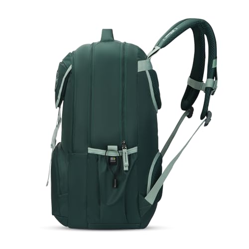 Skybags Sizzler Pro 39L Dark Green Casual Backpack for Boys & Girls with 3 Compartments & Adjustable Strap | Insulated Tiffin Pouch | Rain Cover | Aer-Zone Back Panel | Perfect for School & Travel