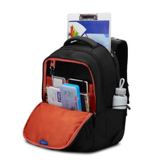 Skybags Sizzler Pro 39L Black Casual Backpack for Boys & Girls with 3 Compartments & Adjustable Strap | Insulated Tiffin Pouch | Rain Cover | Aer-Zone Back Panel | Perfect for School & Travel - Unisex